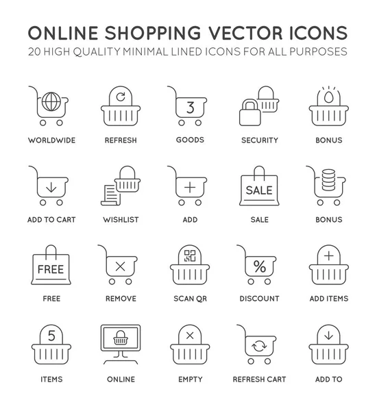 Conjunto de iconos de compras mínimas — Vector de stock