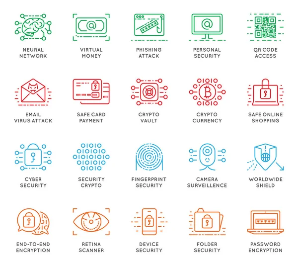 Conjunto de iconos de seguridad cibernética — Vector de stock