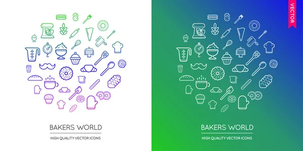 Set of Bakery Modern Icons — Stock Vector