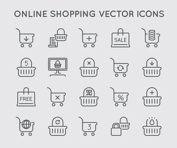 Ensemble d'icônes minimales pour le shopping — Image vectorielle
