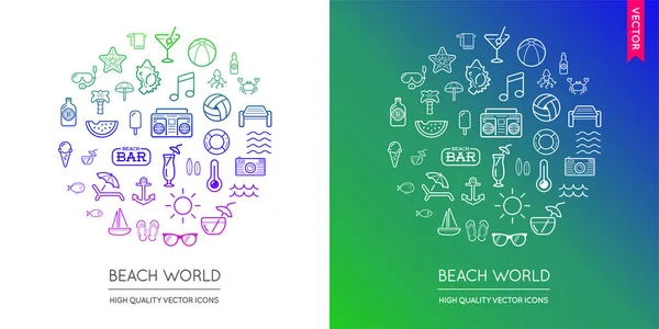 Set of Beach Modern Icons — Stock Vector
