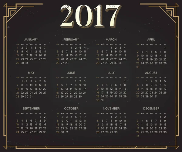 Шаблон календаря 2017 — стоковый вектор