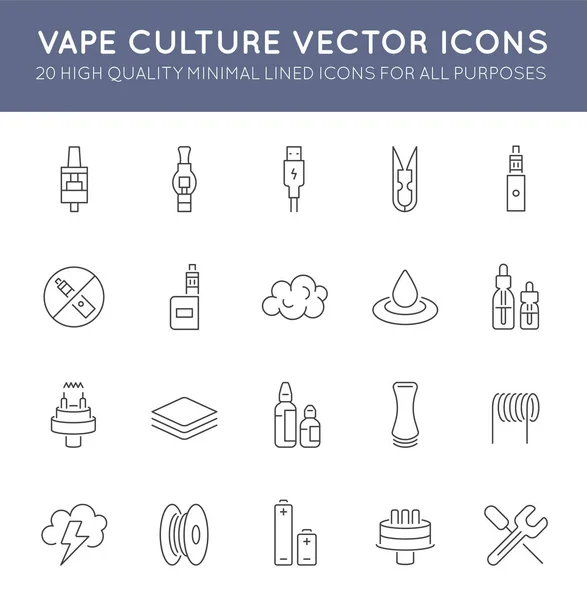 Set of Minimal Vaping Culture icons — Stock Vector