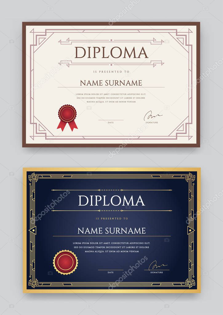 Set of Diploma or Certificate template