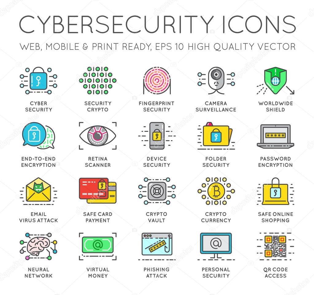 Cyber Security icons set