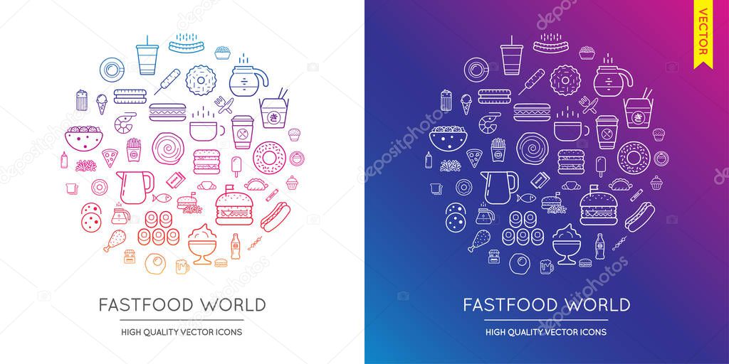 Set of Fast Food Modern Icons 
