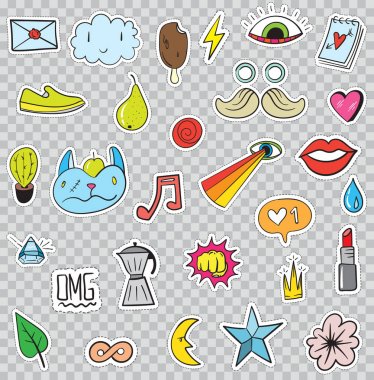 Doodle yamalar öğeleri kümesi
