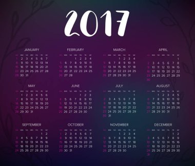 2017 Takvim şablonu