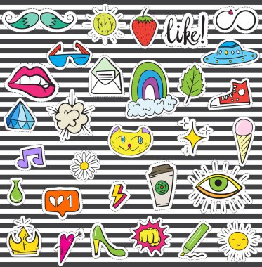 Doodle yamalar öğeleri kümesi