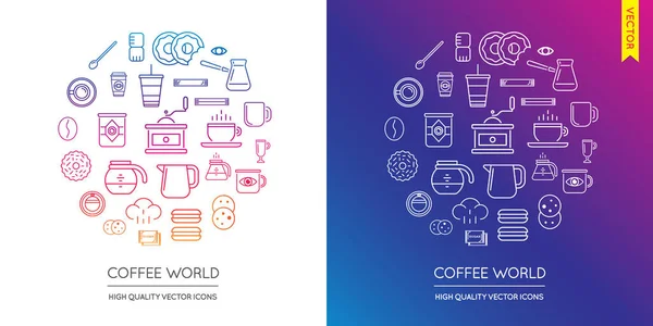 Set de iconos modernos de café — Vector de stock