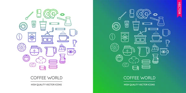 Set de iconos modernos de café — Vector de stock