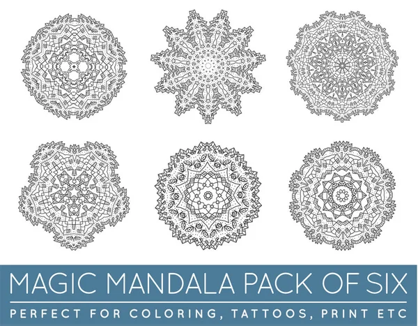 Conjunto de mandala fractal étnica — Vetor de Stock