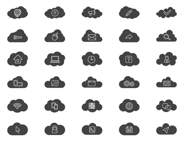 Conjunto de iconos lineales de cloud computing — Vector de stock