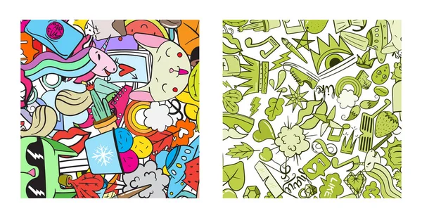 Grafiti desenle doodle simgeler kümesi — Stok Vektör
