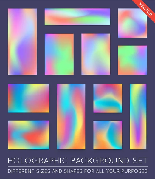 Set of Holographic Trendy texture — Stock Vector