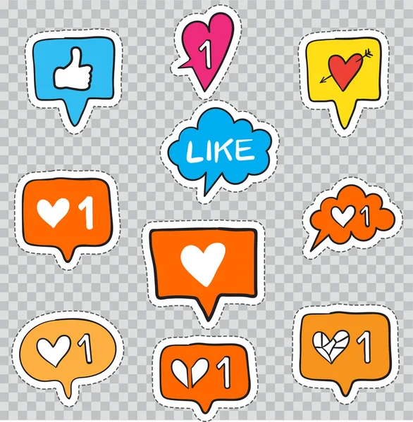 Insignias de parche con red social — Vector de stock