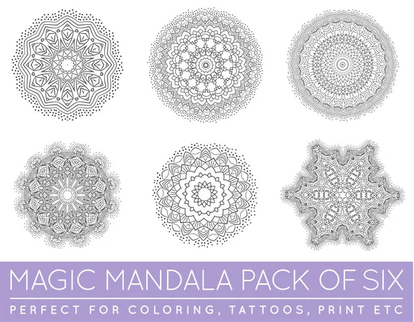 Set di mandala frattale etnico — Vettoriale Stock