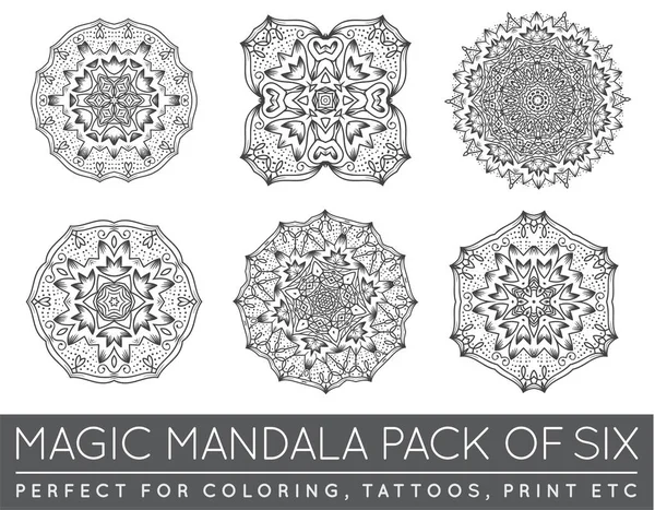 Set di mandala frattale etnico — Vettoriale Stock