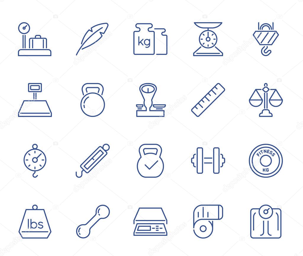 Set of Weight and Scales icons
