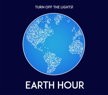 Dünya saat illüstrasyon. 25 Mart. Gezegenimizin uyur. Düz desig