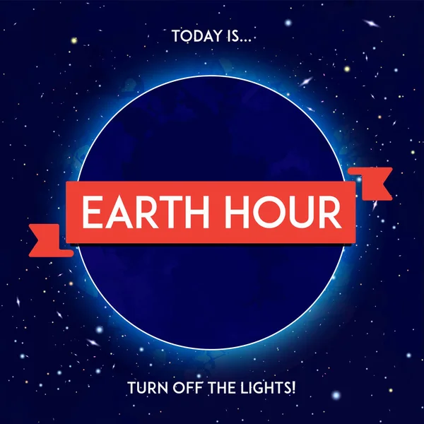 Иллюстрация часа Земли. 25 марта. Наша планета спит. Плоский дебют — стоковый вектор
