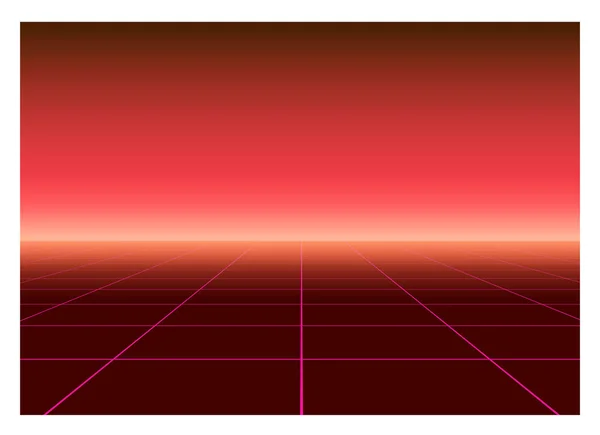 Perspektivní Mřížka Retro Stylu Futurismus Abstraktní Světlé Pozadí 80S Styl — Stockový vektor