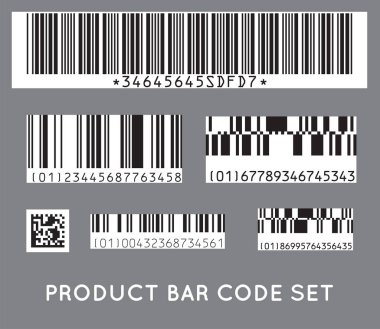 Bar code icon. Set of Modern Flat Barcode.  Can be use as a template for Products. Mockup. Vector. clipart