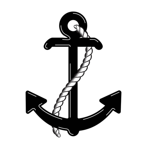 Vector Nautical Anchor Logo. Icon. Maritime. Sea Ocean Boat Illustration Symbol