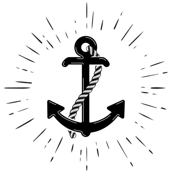 Vektor Nautischen Anker Logo Symbol Maritim Meer Ozean Boot Illustration — Stockvektor