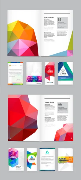 Big Set Visual Identity Letter Logo Elements Polygonal Style Letterhead — Stock Vector
