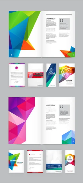 Big Set Visual Identity Letter Logo Elements Polygonal Style Letterhead — Stock Vector