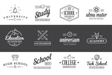 Vektör eğitim Logotypes resimde kümesi Logo veya simge olarak sigorta primi kalitesinde kullanılabilir