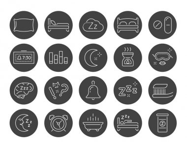 Set of Minimal Sleep Time Vector Line Icons. Perfect Pixel. Thin Stroke.   clipart