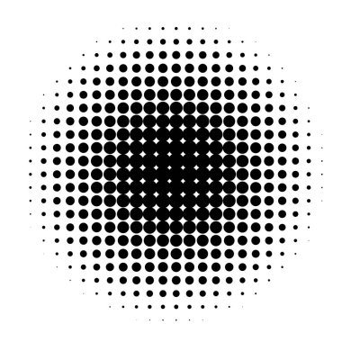 Noktalı resim, yarı ton nokta deseni, vektör çizim çemberde.