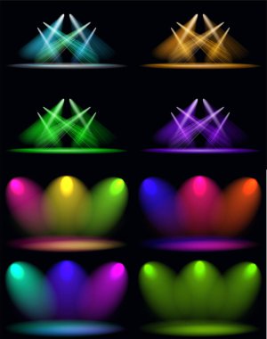 Vektör ışık efekti spot büyük kümesi. Düzenlenebilir.