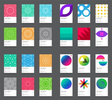 Vektör parlak Trendy dikey kartvizit büyük Set