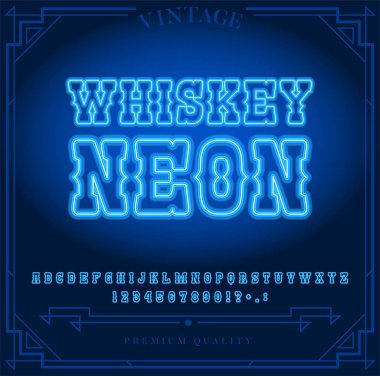 Parlak Neon alfabesi harfleri, sayıları ve sembolleri vektör oturum açın. Gece şovu. Gece kulübü.