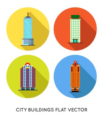 Icons Set renkli iş binalar düz. 