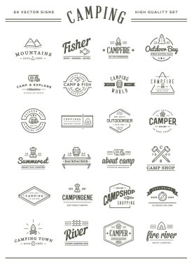 Küme vektör kamp kamp öğeleri ve açık faaliyet simgeleri illüstrasyon Logo veya simge olarak sigorta primi kalitesinde kullanılabilir