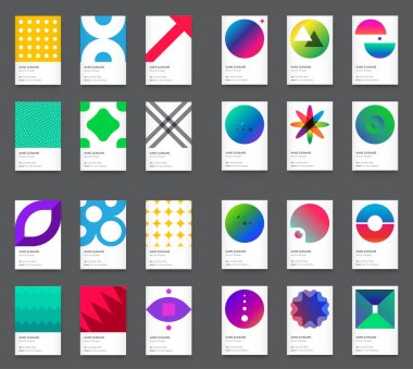 Vektör parlak Trendy dikey kartvizit büyük Set