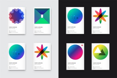 Vektör parlak Trendy dikey kartvizit büyük Set