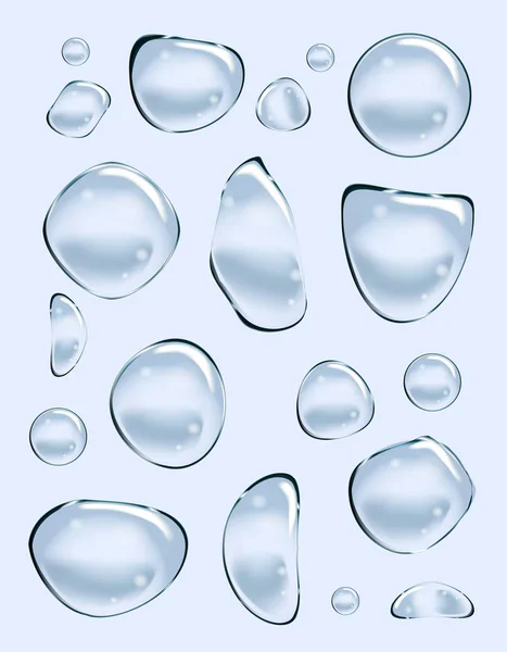 Vector Soap Water Bubbles Set Transparent Isolated Realistic Design Elements — Stock Vector