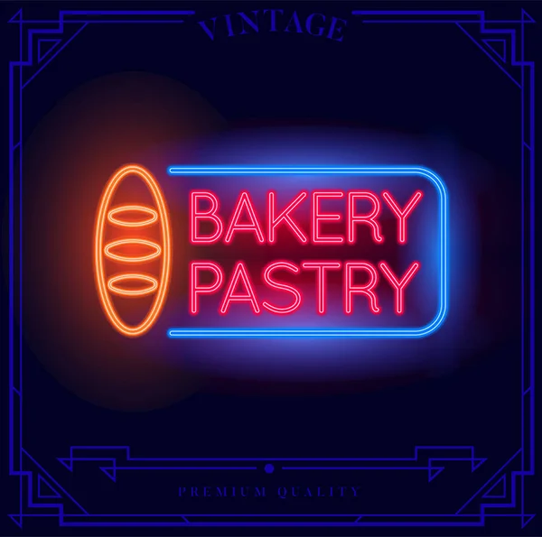 Piekarnia Pastry Shop Neon Znak Światła Ilustracja Wektorowa — Wektor stockowy