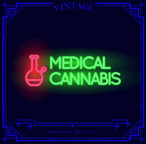 Medical Cannabis Bong Neon Light Sign Vector Illustration — Stock Vector