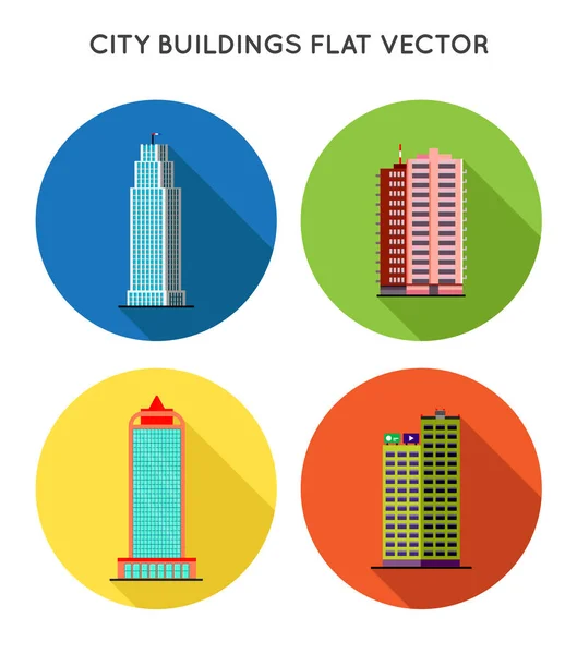 Cityscape Flat Style City Buildings Vector Illustration Modern Big Height — Stock Vector