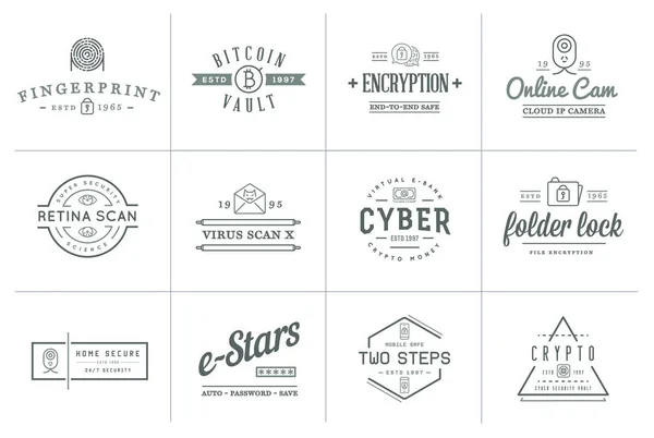 Conjunto Insignias Signos Identidad Seguridad Cibernética Vectorial Puede Utilizar Como — Archivo Imágenes Vectoriales
