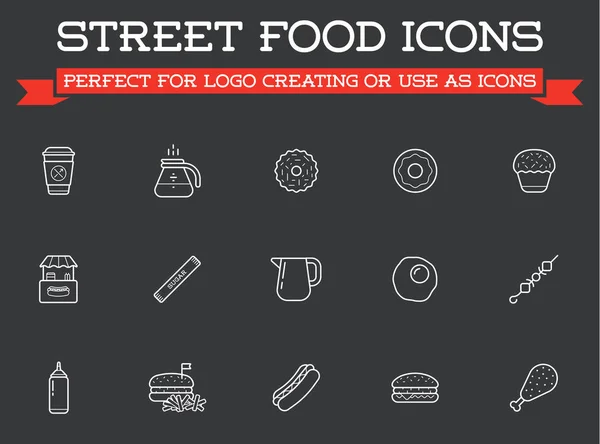 Set Icone Attrezzature Fastfood Fast Food Vector Come Illustrazione Può — Vettoriale Stock