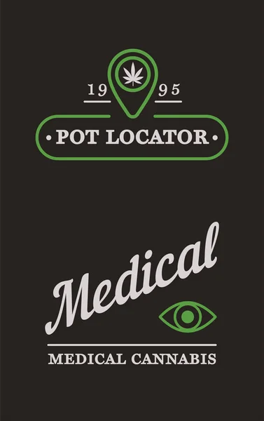 Set Segni Cannabis Medica Modello Etichetta Vector Può Essere Usato — Vettoriale Stock