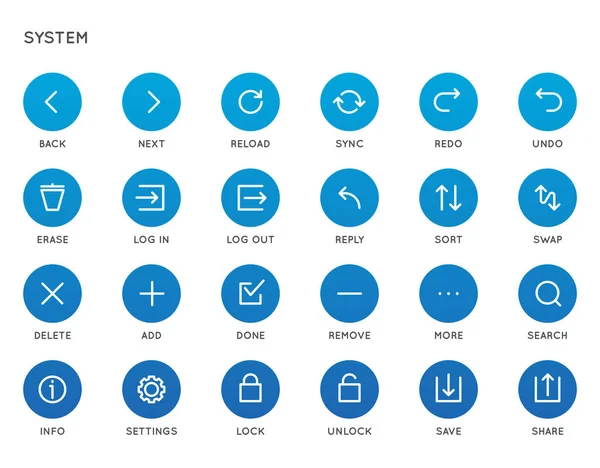 Sistem Kullanıcı Arabirimi Vektör Icon Set Kaliteli Çizgili Simgeleri Tüm — Stok Vektör