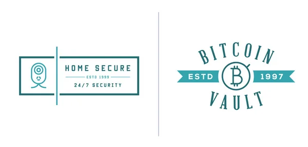 Conjunto Emblemas Sinais Identidade Segurança Cibernética Vetorial Pode Ser Usado —  Vetores de Stock
